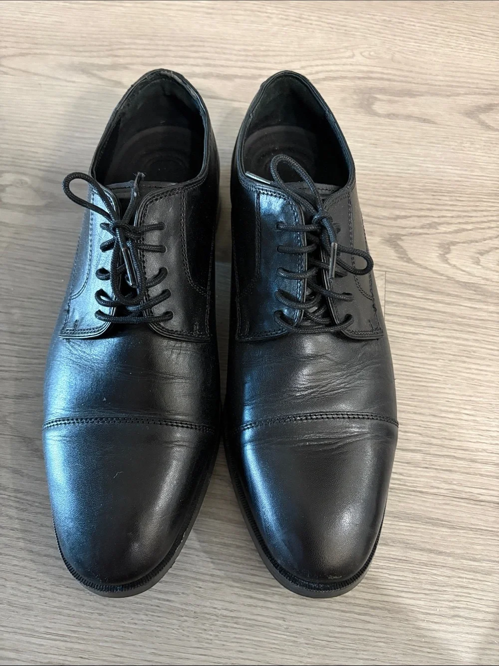 Cole Haan Black Leather Cap-Toe Derbys